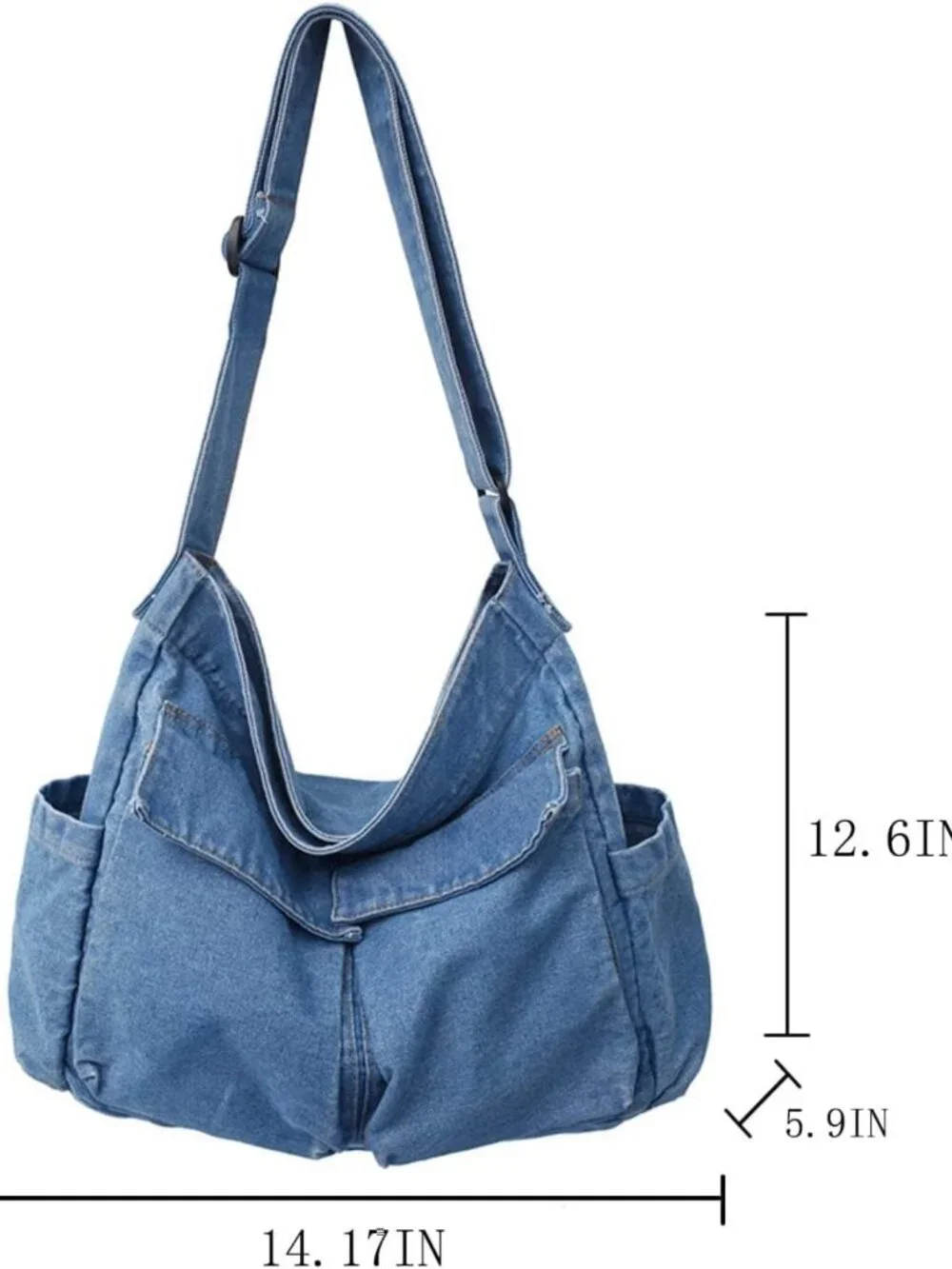 Casual Denim Canvas Messenger Tote Bag for Women & Men - Retro Aesthetic